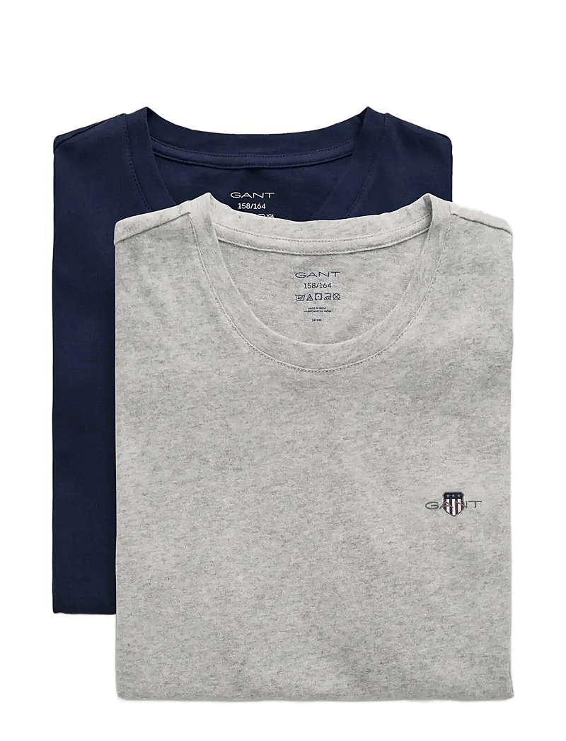 GANT - C-NECK T-SHIRT 2-PACK - kortärmade t-shirts - light grey mel/navy - 1