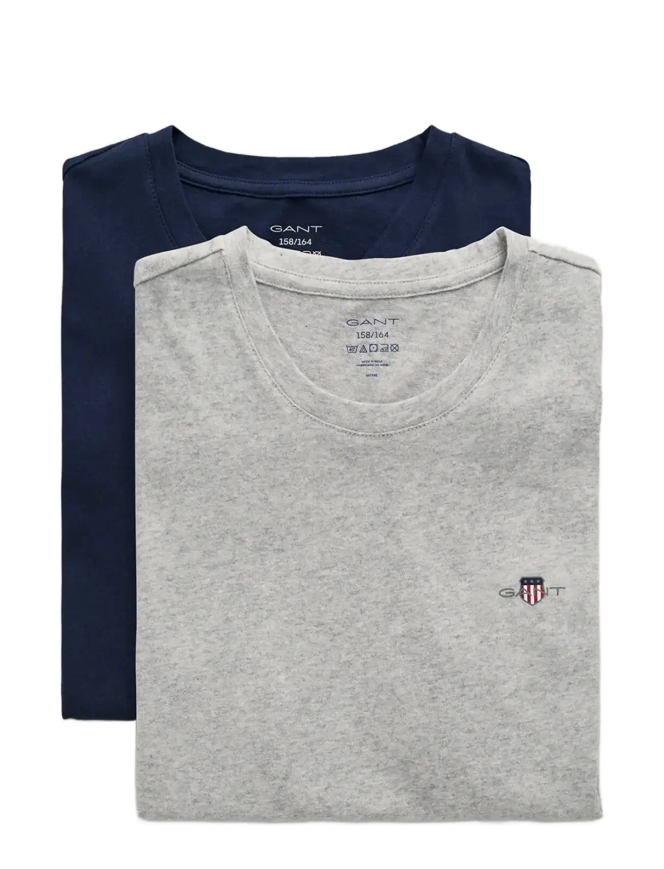 Gant - C-NECK T-SHIRT 2-PACK - kortärmade t-shirts - light grey mel/navy - 1