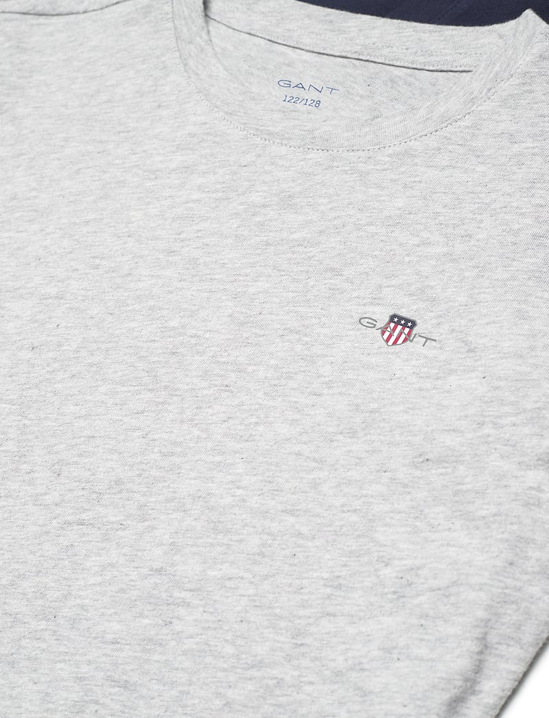 GANT - C-NECK T-SHIRT 2-PACK - kortärmade t-shirts - light grey mel/navy - 2