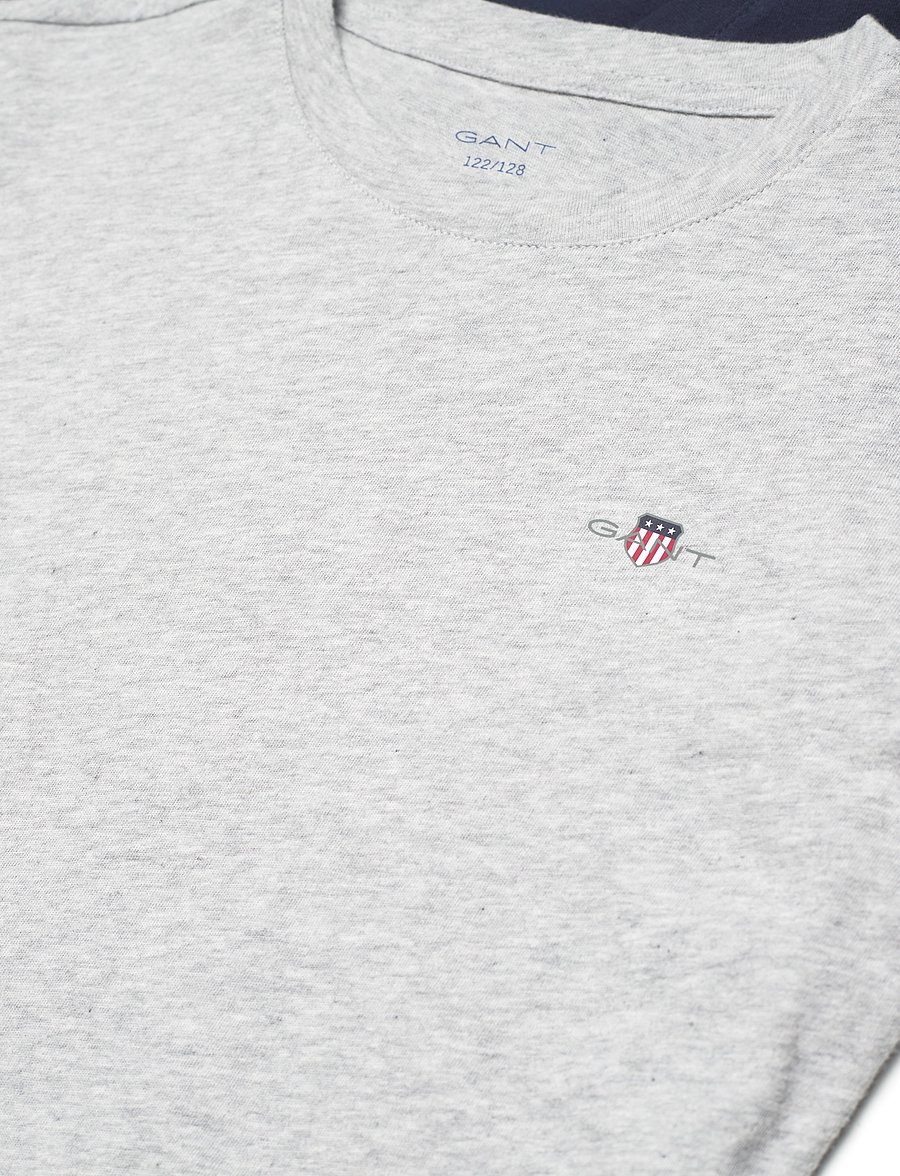Gant - C-NECK T-SHIRT 2-PACK - kortärmade t-shirts - light grey mel/navy - 2