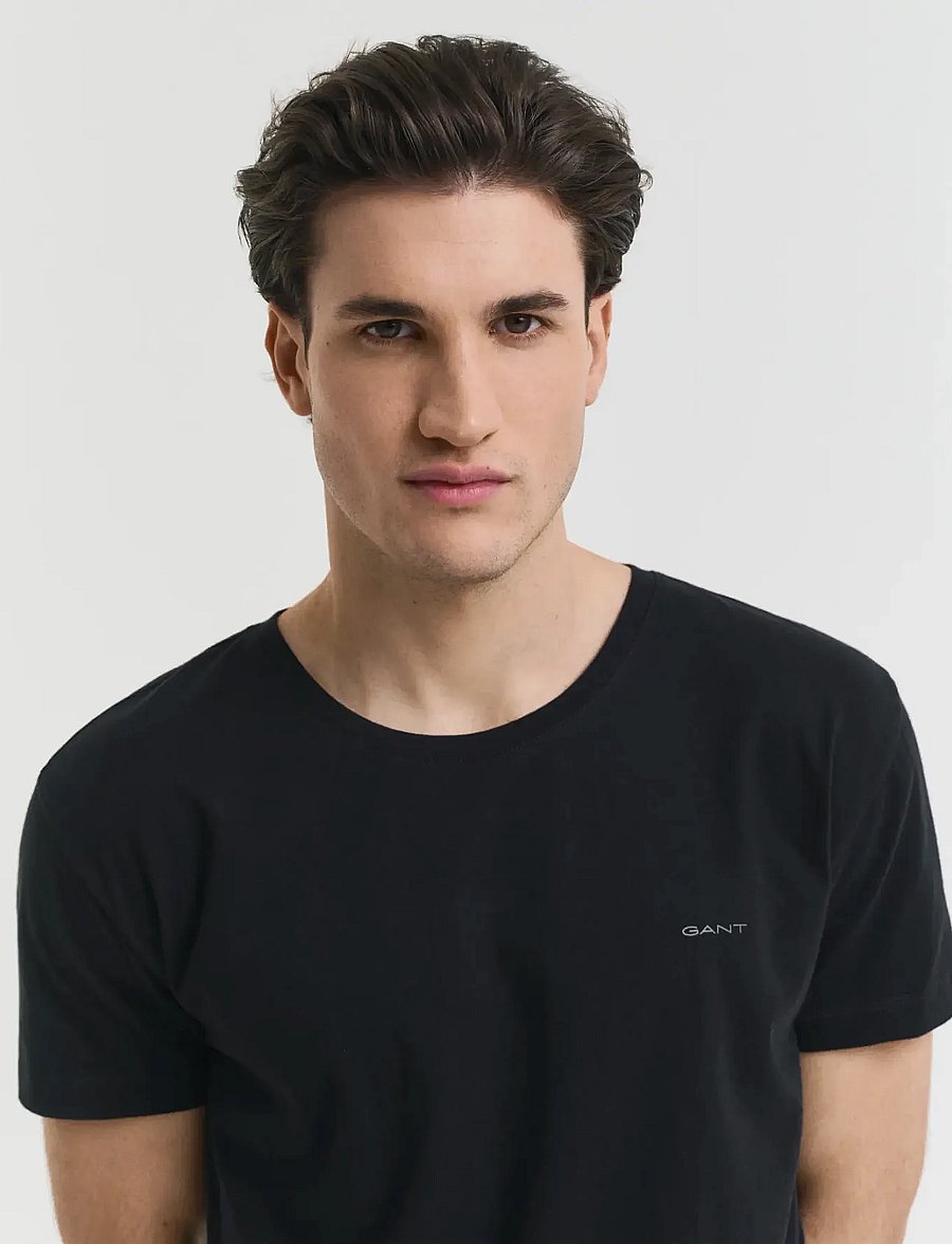 Gant - C-NECK T-SHIRT 2-PACK - multipack t-shirts - black - 4