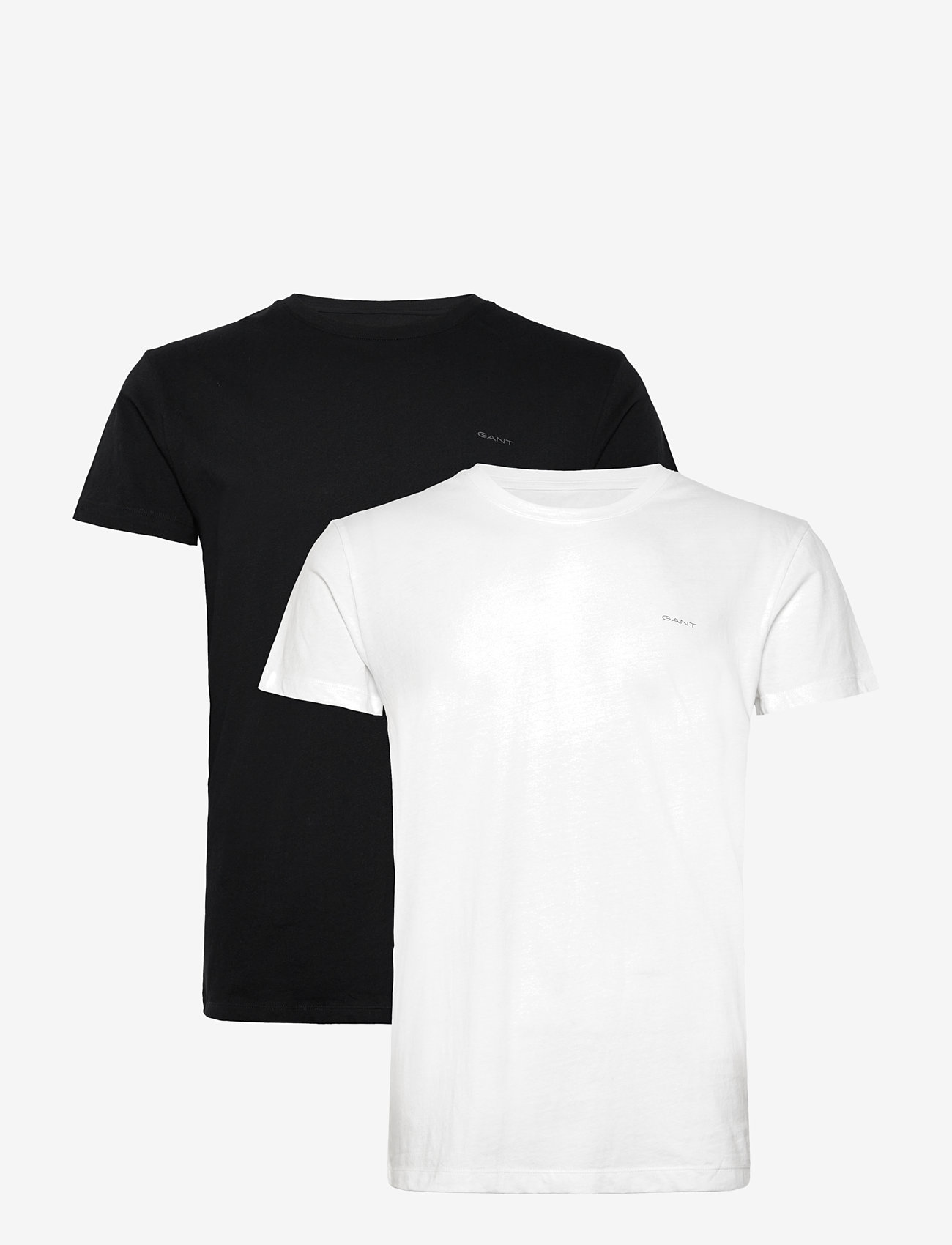 GANT - C-NECK T-SHIRT 2-PACK - kortærmede t-shirts - black / white - 1