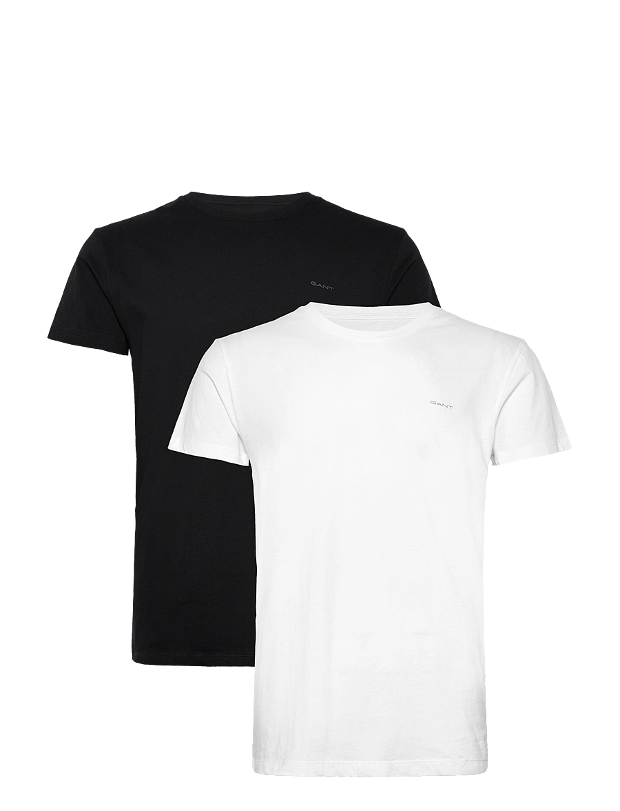 Gant - C-NECK T-SHIRT 2-PACK - marškinėlių rinkiniai - black / white - 1