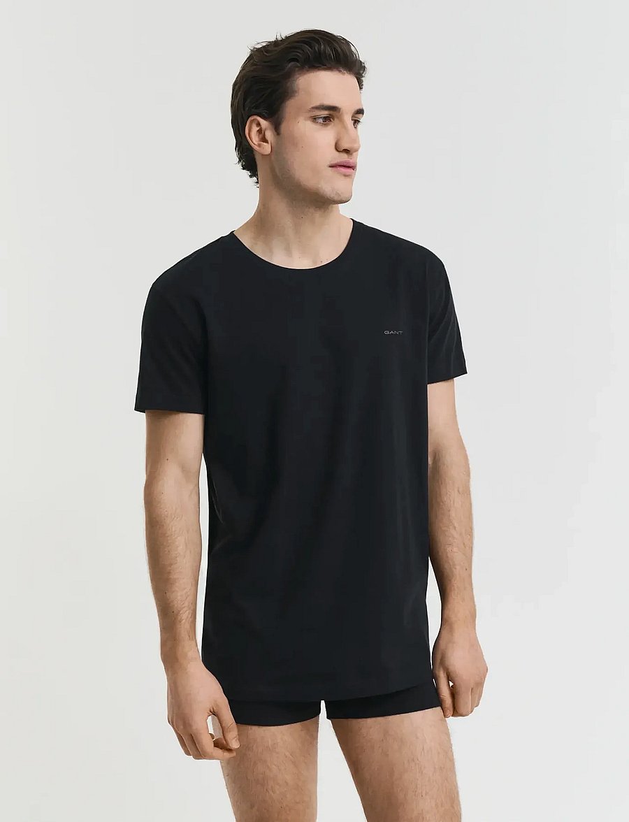 Gant - C-NECK T-SHIRT 2-PACK - marškinėlių rinkiniai - black / white - 0