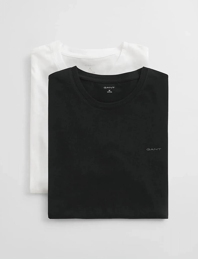 GANT - C-NECK T-SHIRT 2-PACK - multipack t-shirts - black / white - 2