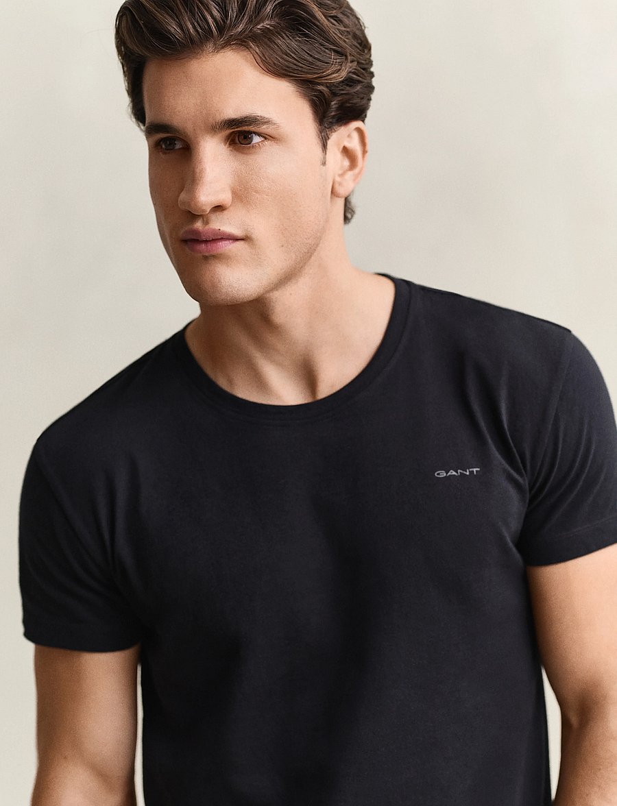 Gant - C-NECK T-SHIRT 2-PACK - marškinėlių rinkiniai - black / white - 5