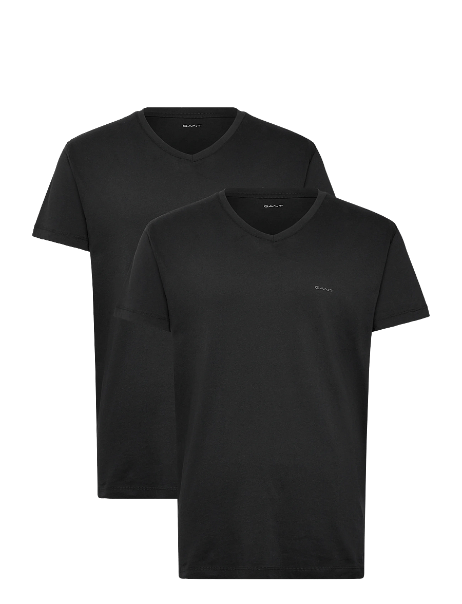 Gant - 2-Pack V-Neck T-Shirts - t-shirts med v-hals - black - 1