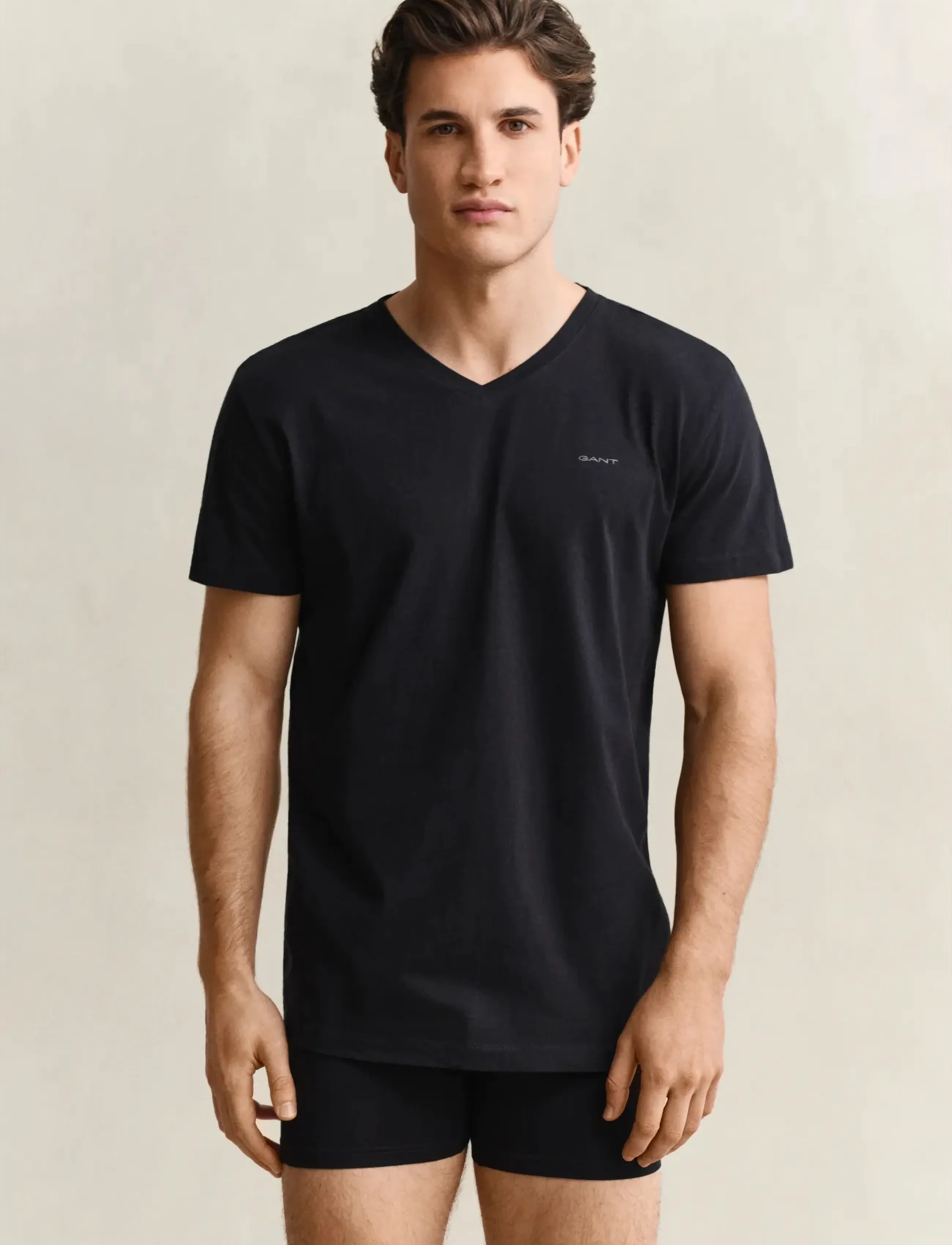 Gant V-Neck T-Shirt 2-Pack, M, Black, T-Shirts > Kortærmede, Herre