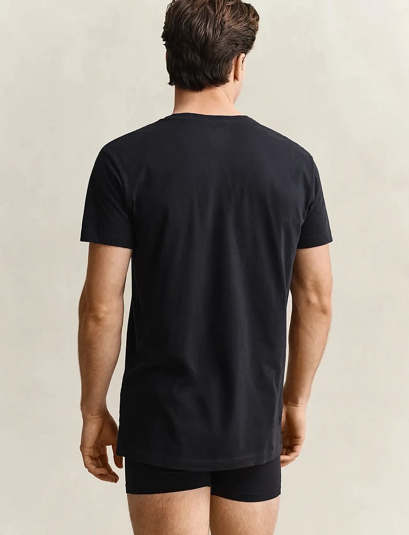 GANT - V-NECK T-SHIRT 2-PACK - t-shirts mit v-ausschnitt - black - 2