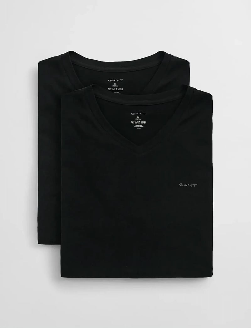 GANT - V-NECK T-SHIRT 2-PACK - v-ringade t-shirts - black - 2