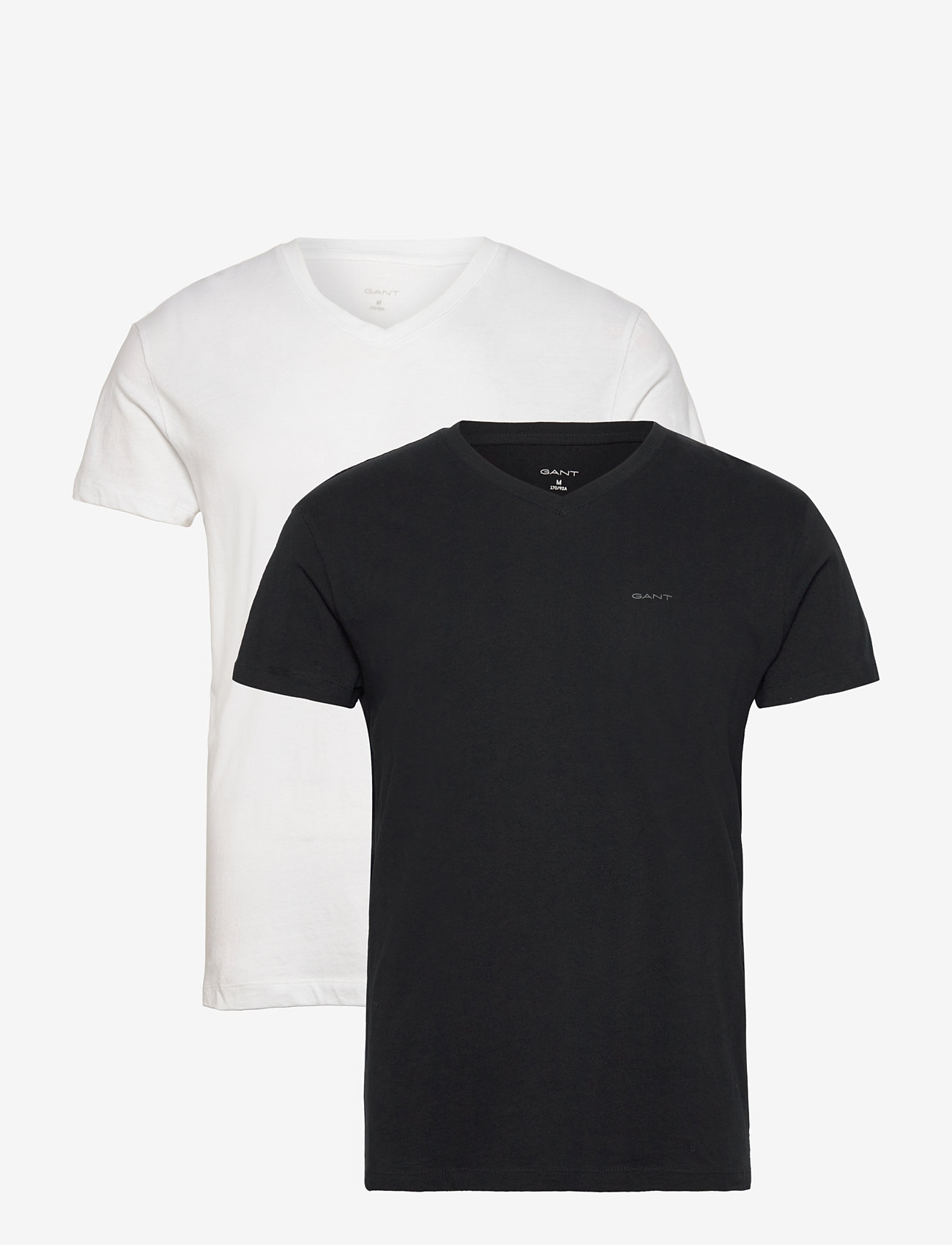 GANT - V-NECK T-SHIRT 2-PACK - v-neck t-shirts - black / white - 1