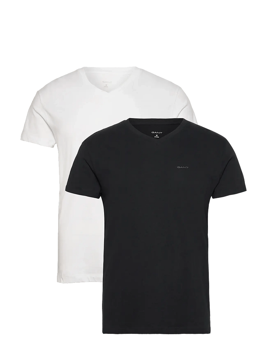 Gant - 2-Pack V-Neck T-Shirts - t-shirts med v-hals - black / white - 1