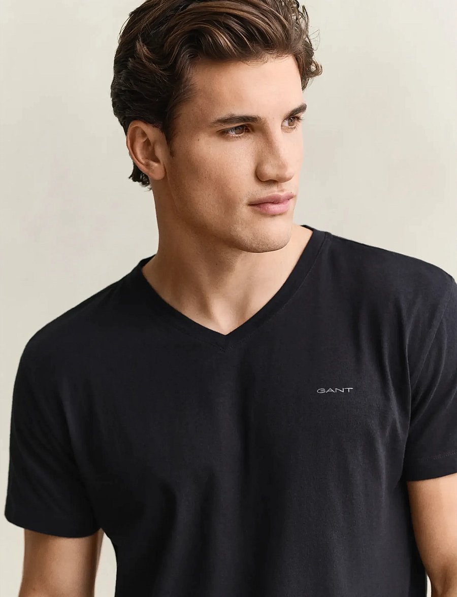 Gant - 2-Pack V-Neck T-Shirts - t-shirts med v-hals - black / white - 3