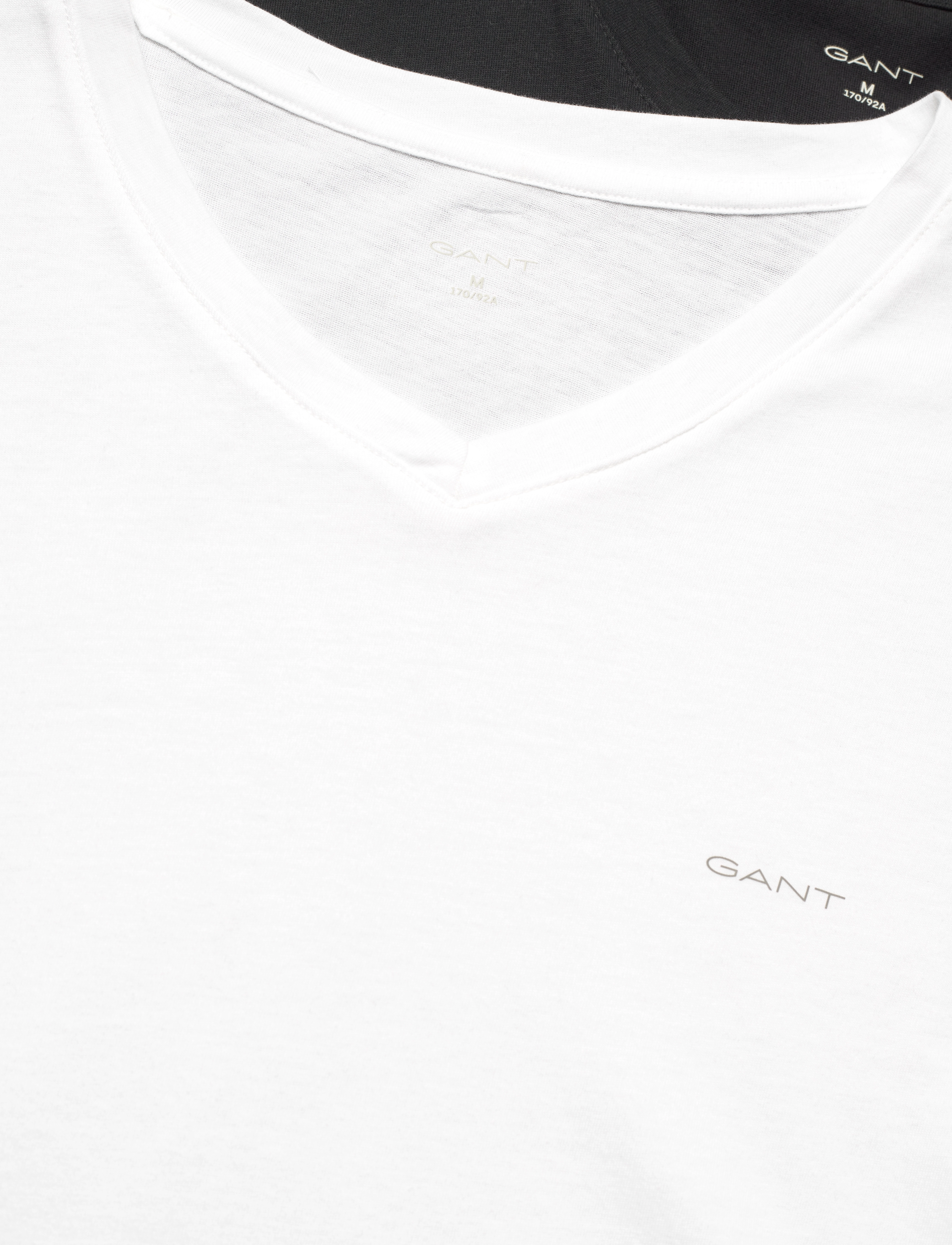 Gant - 2-Pack V-Neck T-Shirts - t-shirts med v-hals - black / white - 5