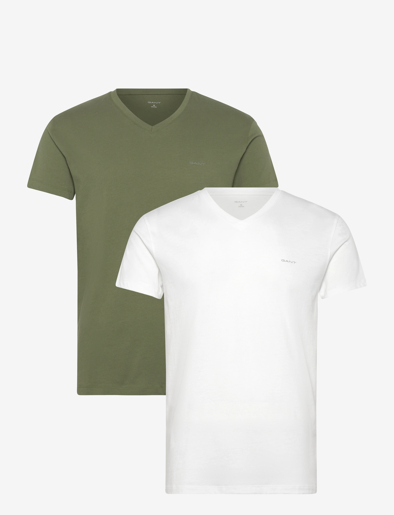 GANT - V-NECK T-SHIRT 2-PACK - v-kaelusega t-särgid - dry herb green - 0