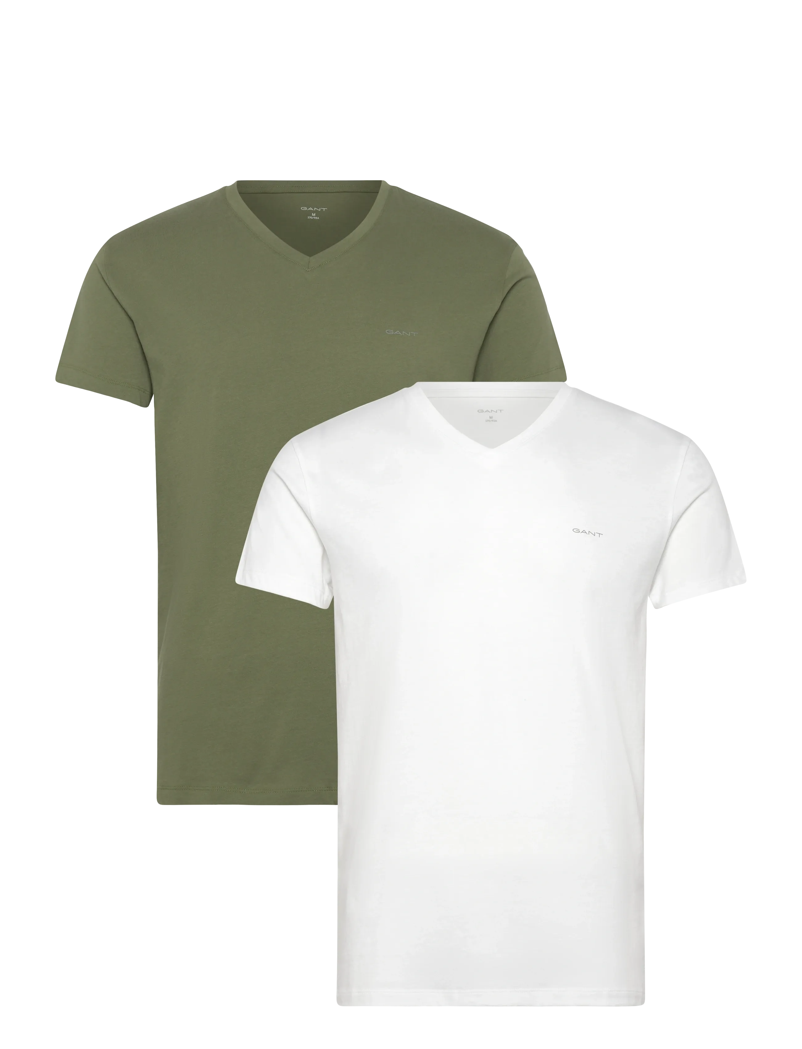 GANT 2-Pack V-Neck T-Shirts - T-Shirts - DRY HERB GREEN / white