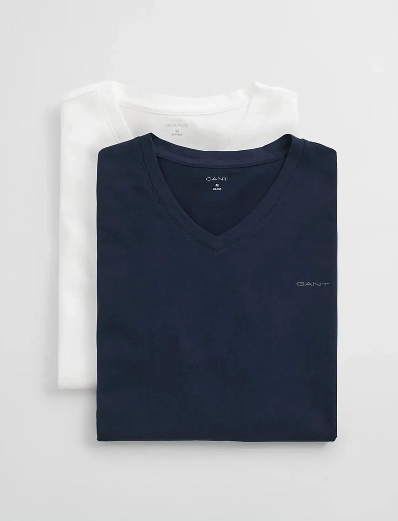 GANT - V-NECK T-SHIRT 2-PACK - v-neck t-shirts - navy / white - 2
