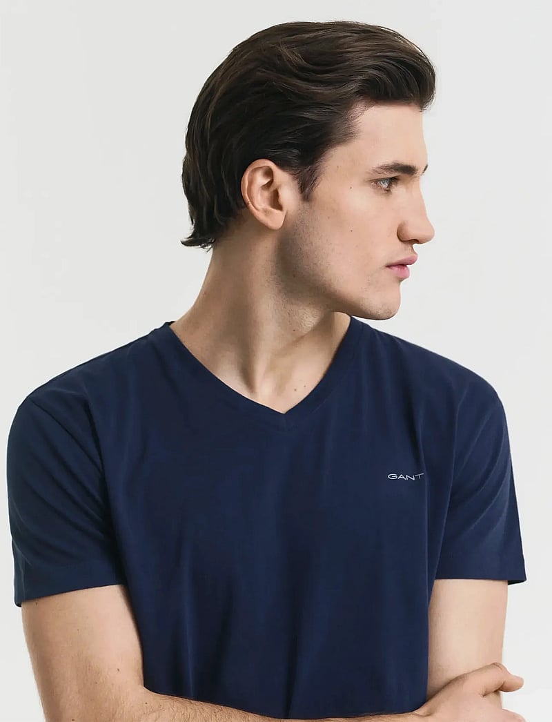 GANT - V-NECK T-SHIRT 2-PACK - v-neck t-shirts - navy / white - 4