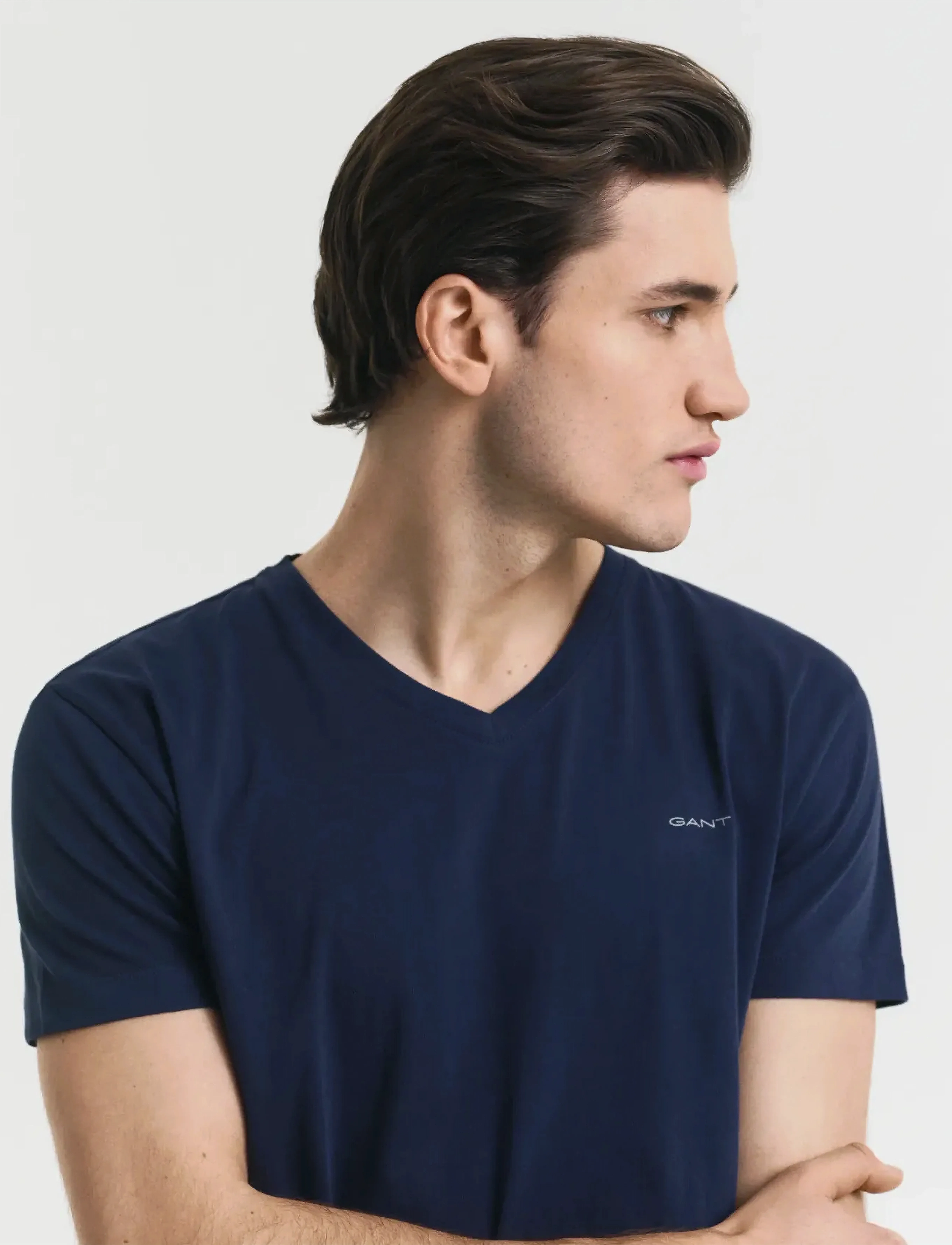 Gant - V-NECK T-SHIRT 2-PACK - stuttermabolir með v-hálsmáli - navy / white - 4