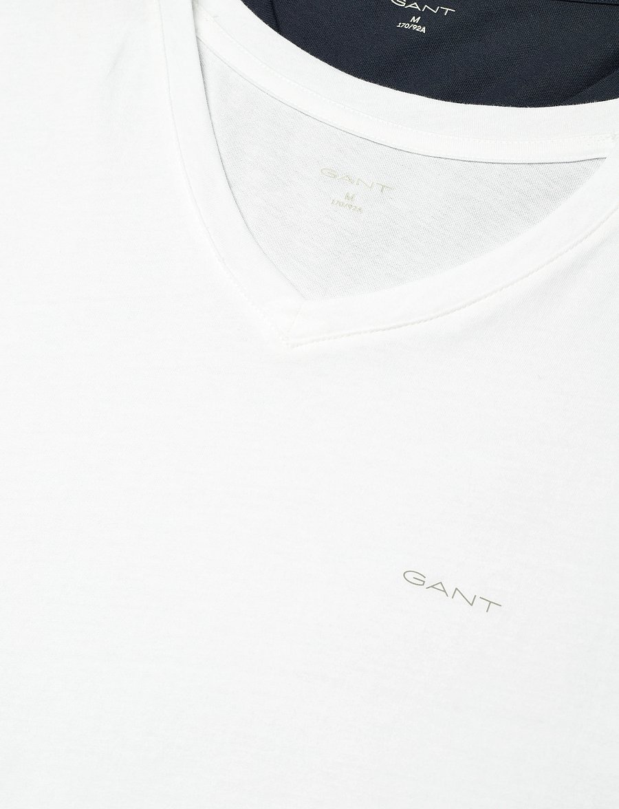 Gant - V-NECK T-SHIRT 2-PACK - stuttermabolir með v-hálsmáli - navy / white - 5