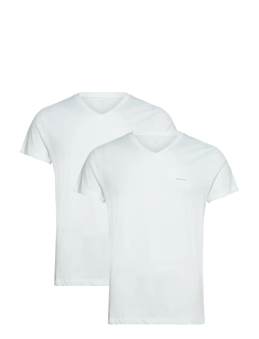 Gant - 2-Pack V-Neck T-Shirts - t-shirts med v-hals - white - 1