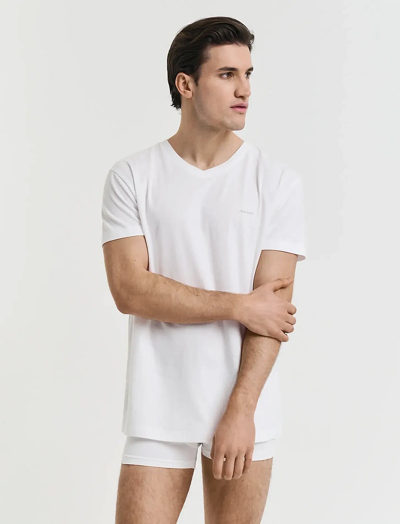GANT - V-NECK T-SHIRT 2-PACK - v-kaelusega t-särgid - white - 0