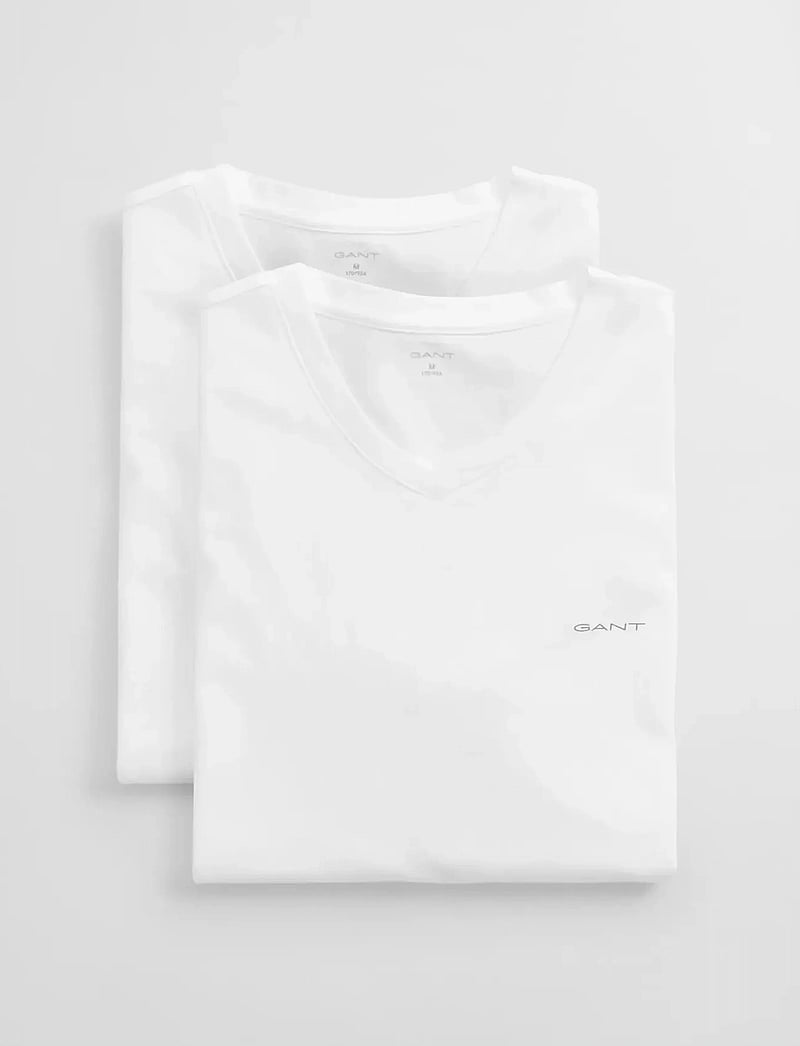 GANT - V-NECK T-SHIRT 2-PACK - v-kaelusega t-särgid - white - 2
