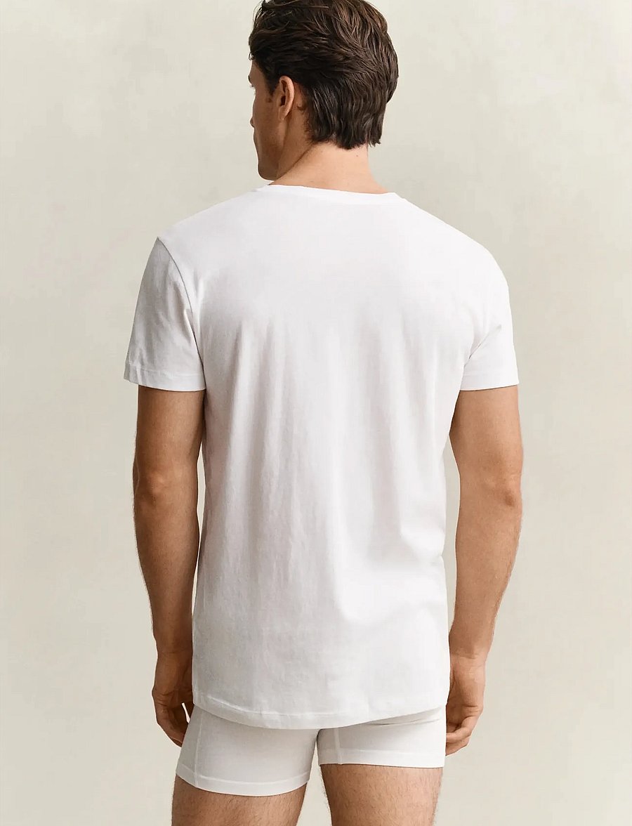Gant - 2-Pack V-Neck T-Shirts - t-shirts med v-hals - white - 2