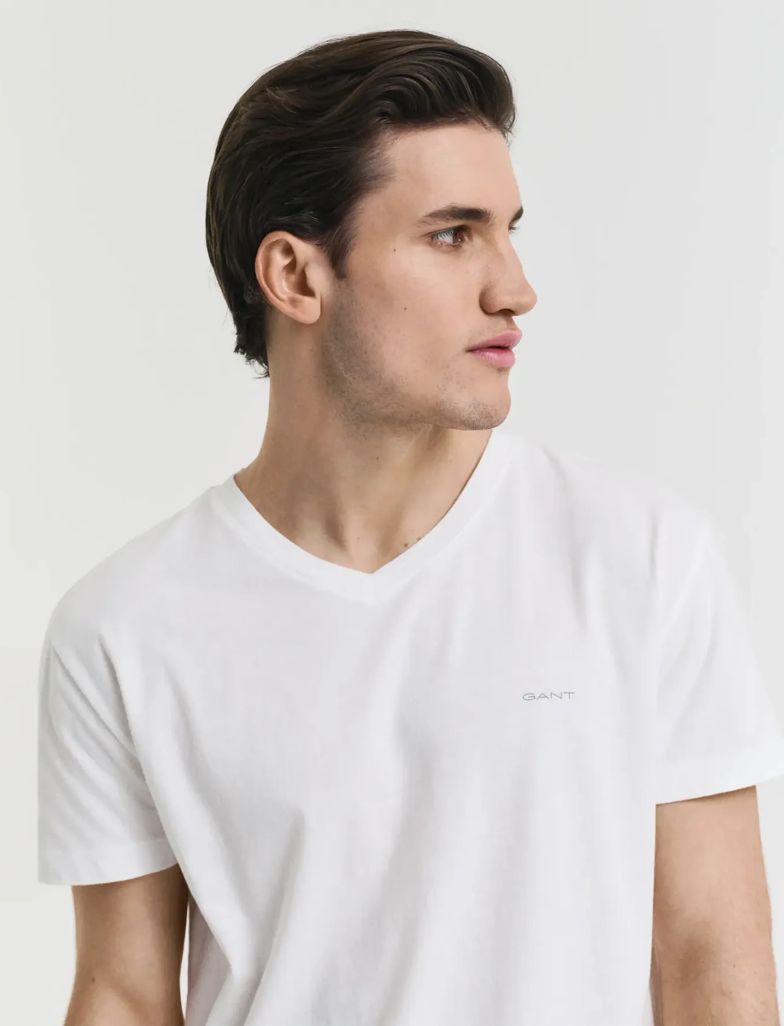 Gant - 2-Pack V-Neck T-Shirts - t-shirts med v-hals - white - 4