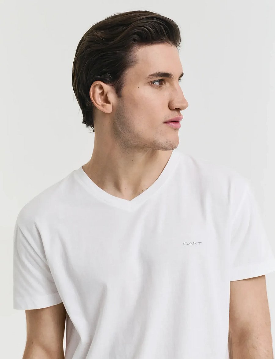 Gant - 2-Pack V-Neck T-Shirts - t-shirts med v-hals - white - 4