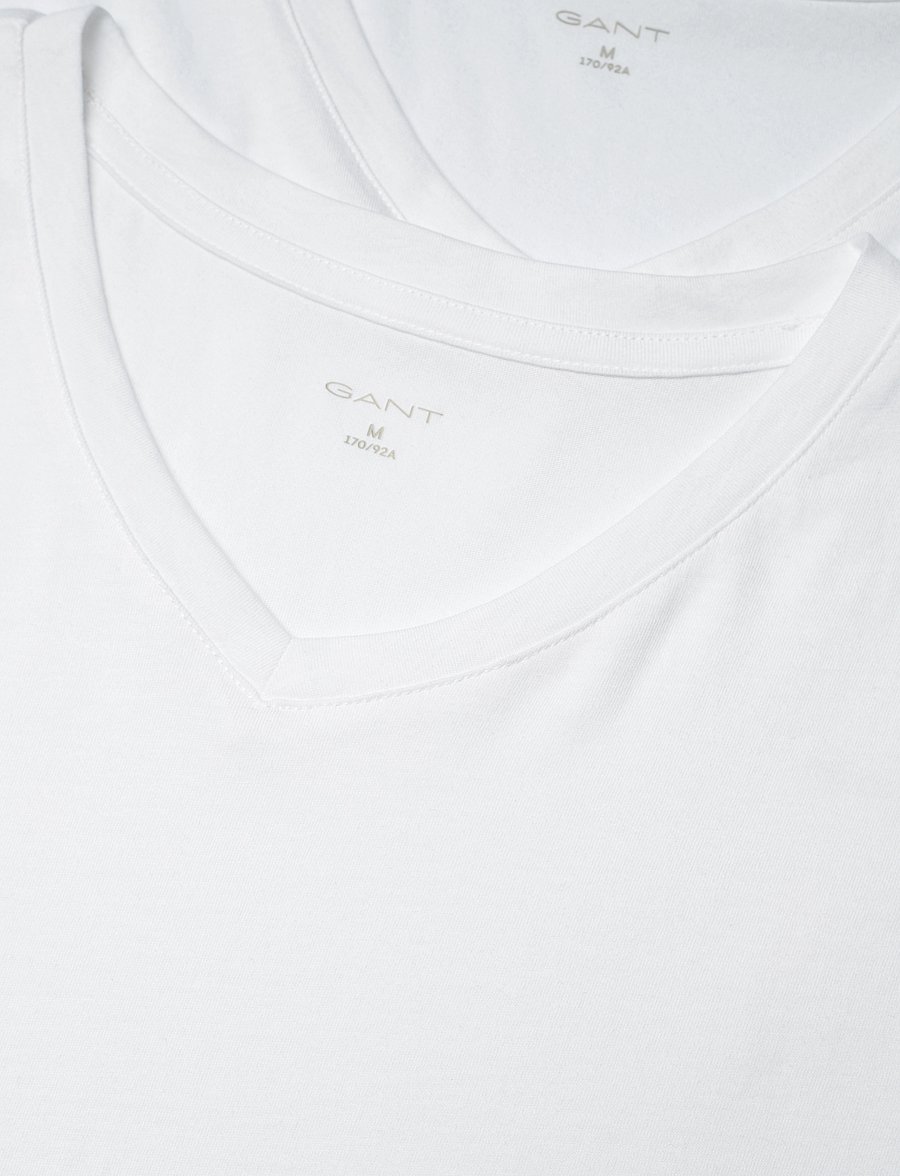 Gant - 2-Pack V-Neck T-Shirts - t-shirts med v-hals - white - 5