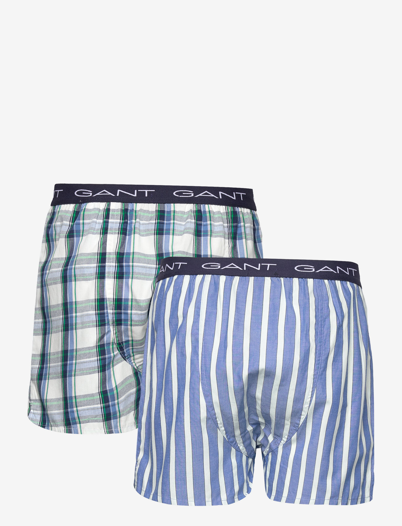 GANT - CHECK AND STRIPE BOXER SHORTS 2-P - day blue - 1