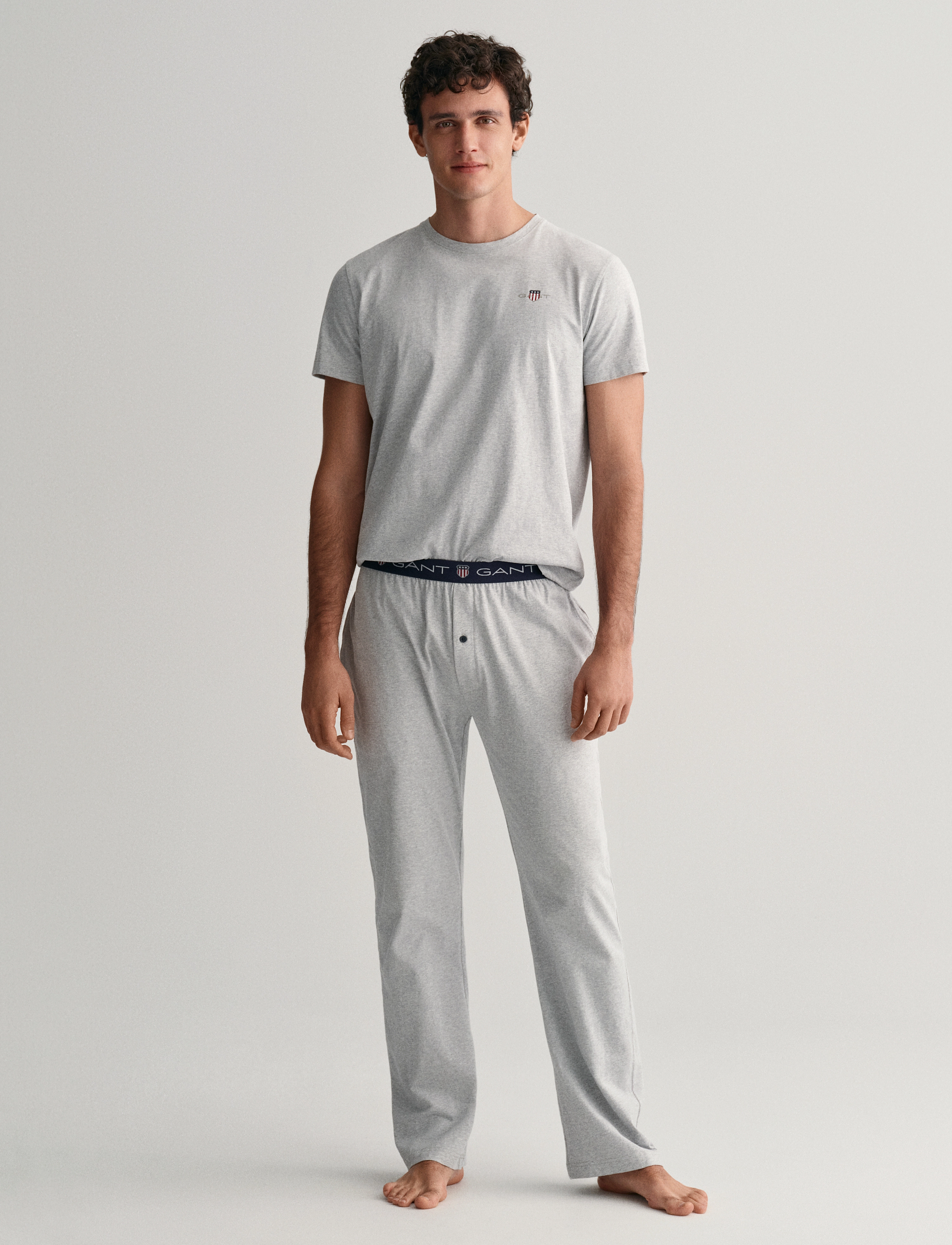 GANT - SHIELD PAJAMA PANTS - light grey melange - 2