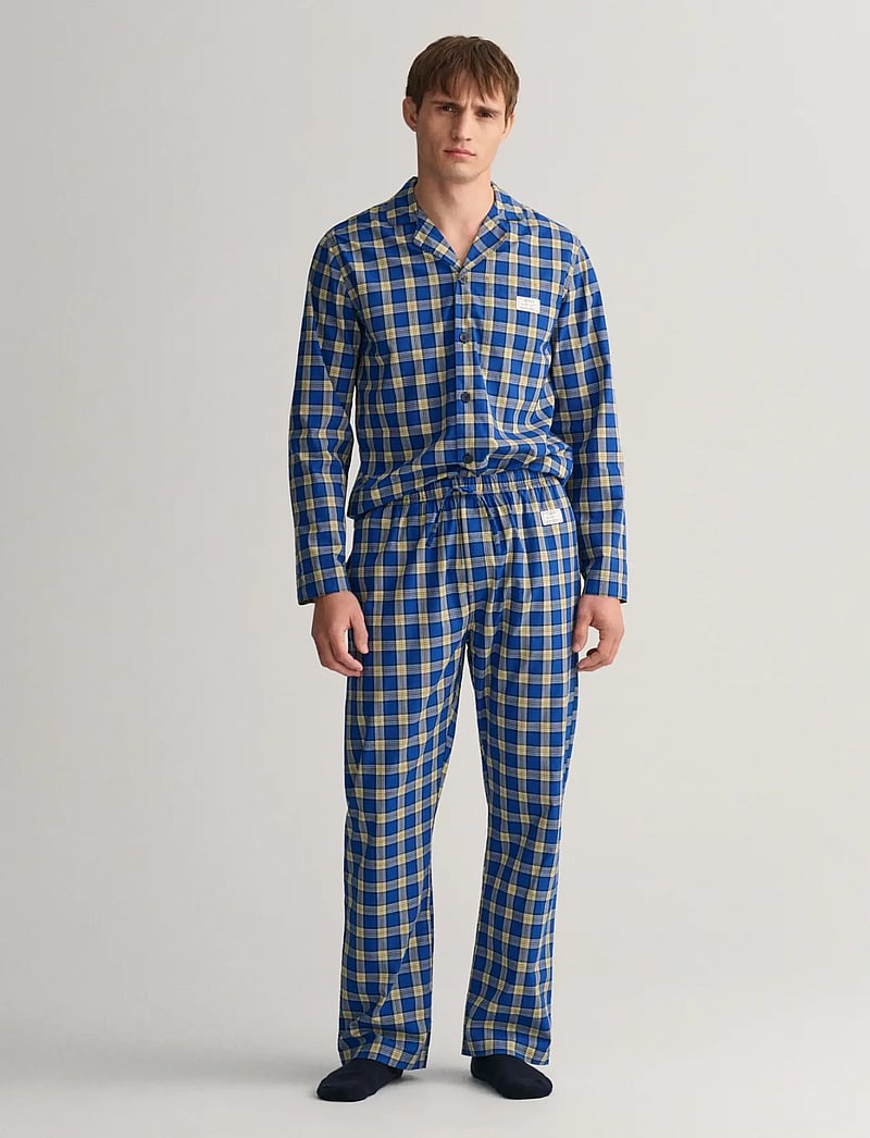 GANT - CHECK PAJAMA SET SHIRT AND PANTS - college blue - 0
