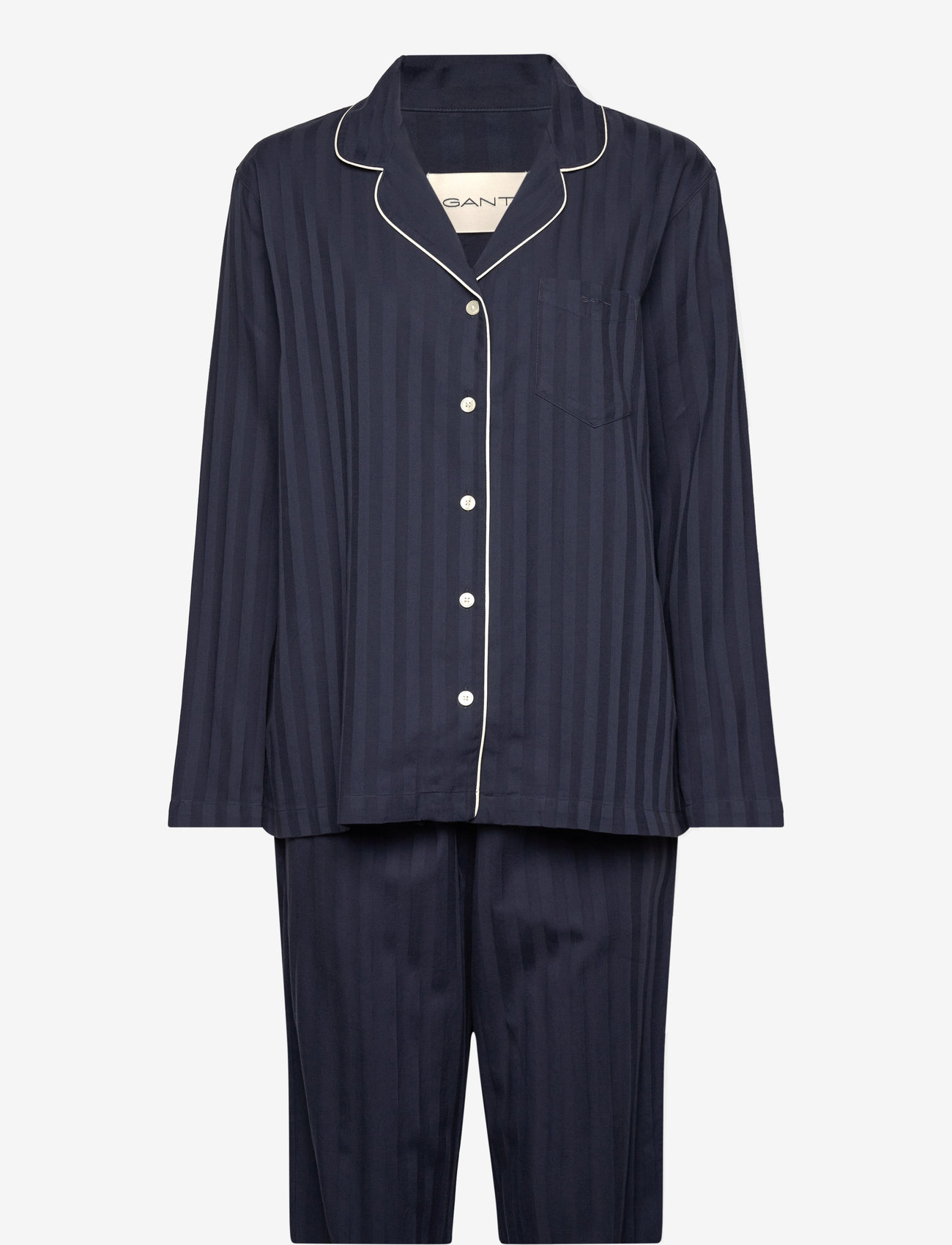 GANT - SATIN STRIPE PAJAMA SET GB - pyjamas - evening blue - 1