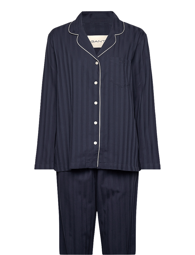 GANT - SATIN STRIPE PAJAMA SET GB - pyjamas - evening blue - 1