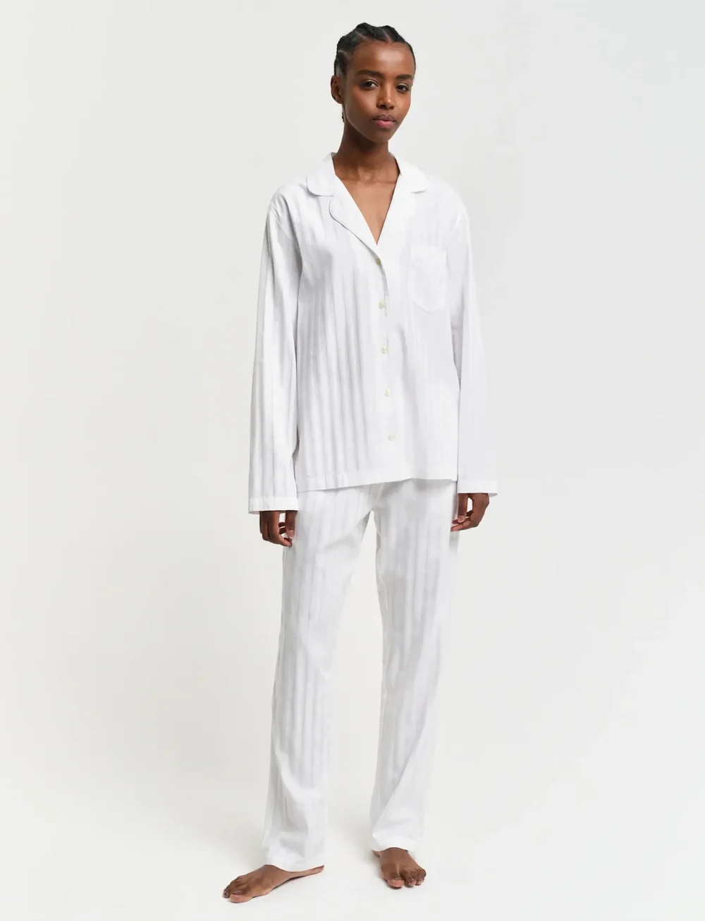 GANT - SATIN STRIPE PAJAMA SET GB - pyjamas - white - 0