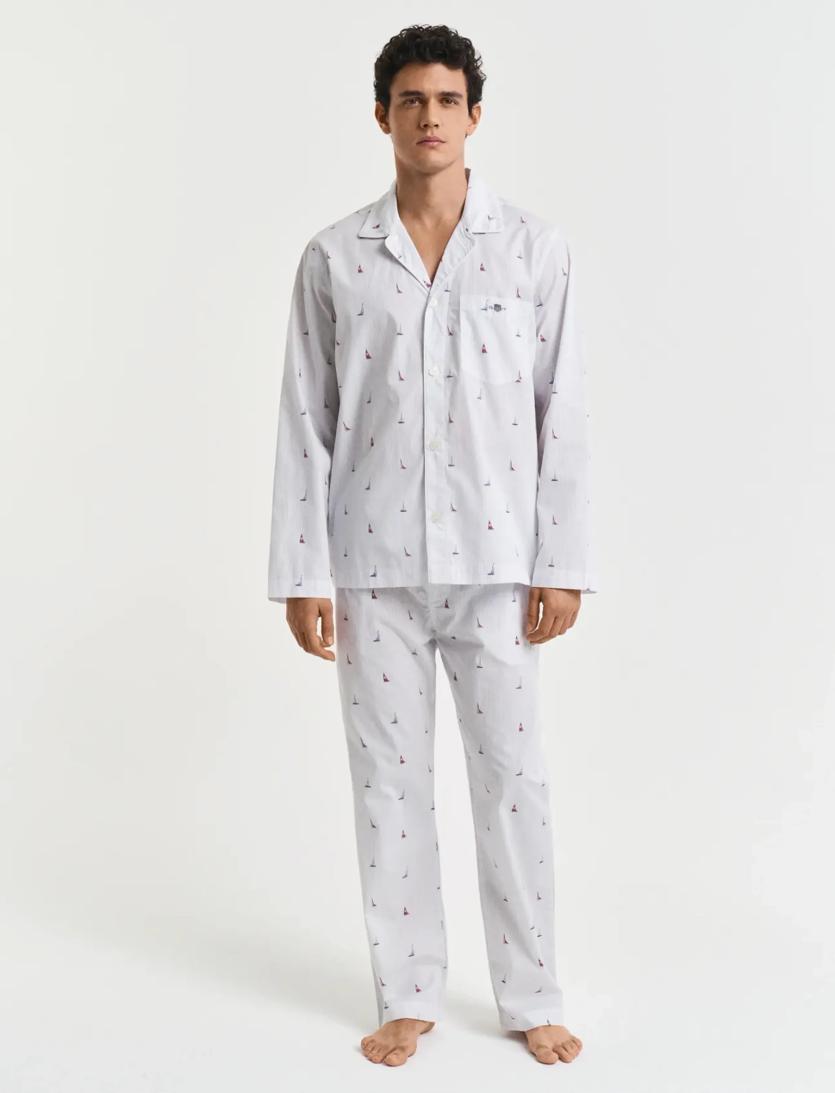 Gant Boat Print Pj Set Shirt And Pants, XL, Night & Loungewear, Blau - Pyjamas (set), Männerswear
