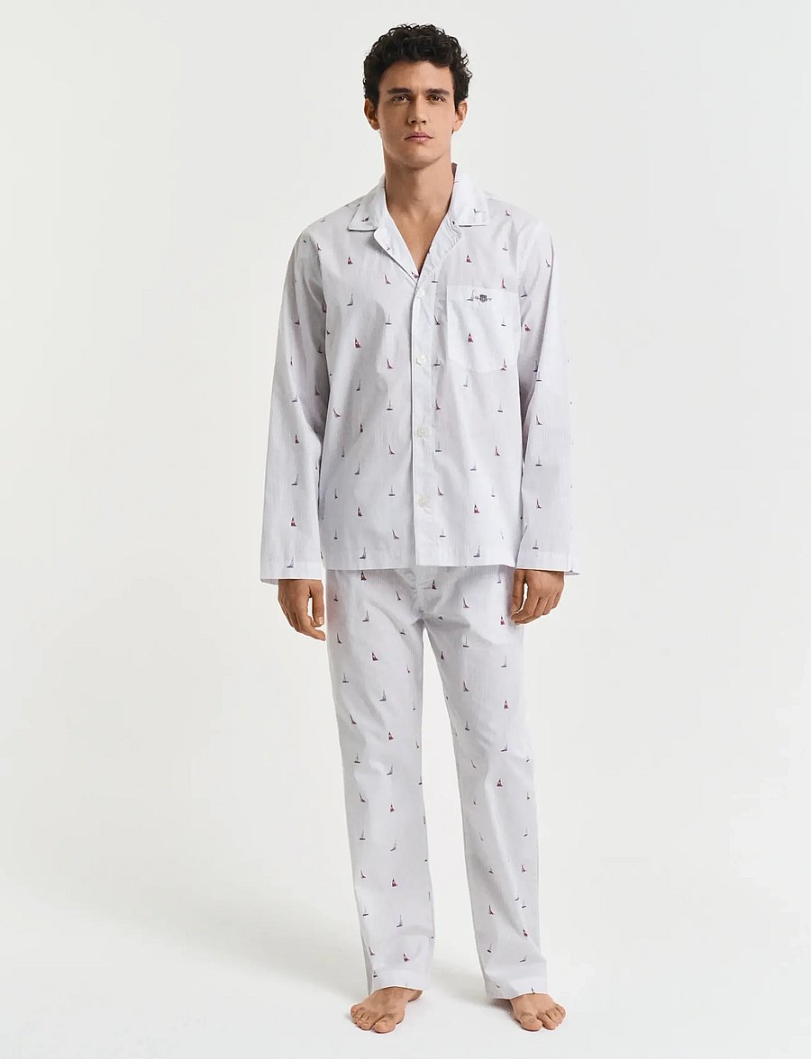 Gant - BOAT PRINT PJ SET SHIRT AND PANTS - ensembles de pyjama - light blue - 0