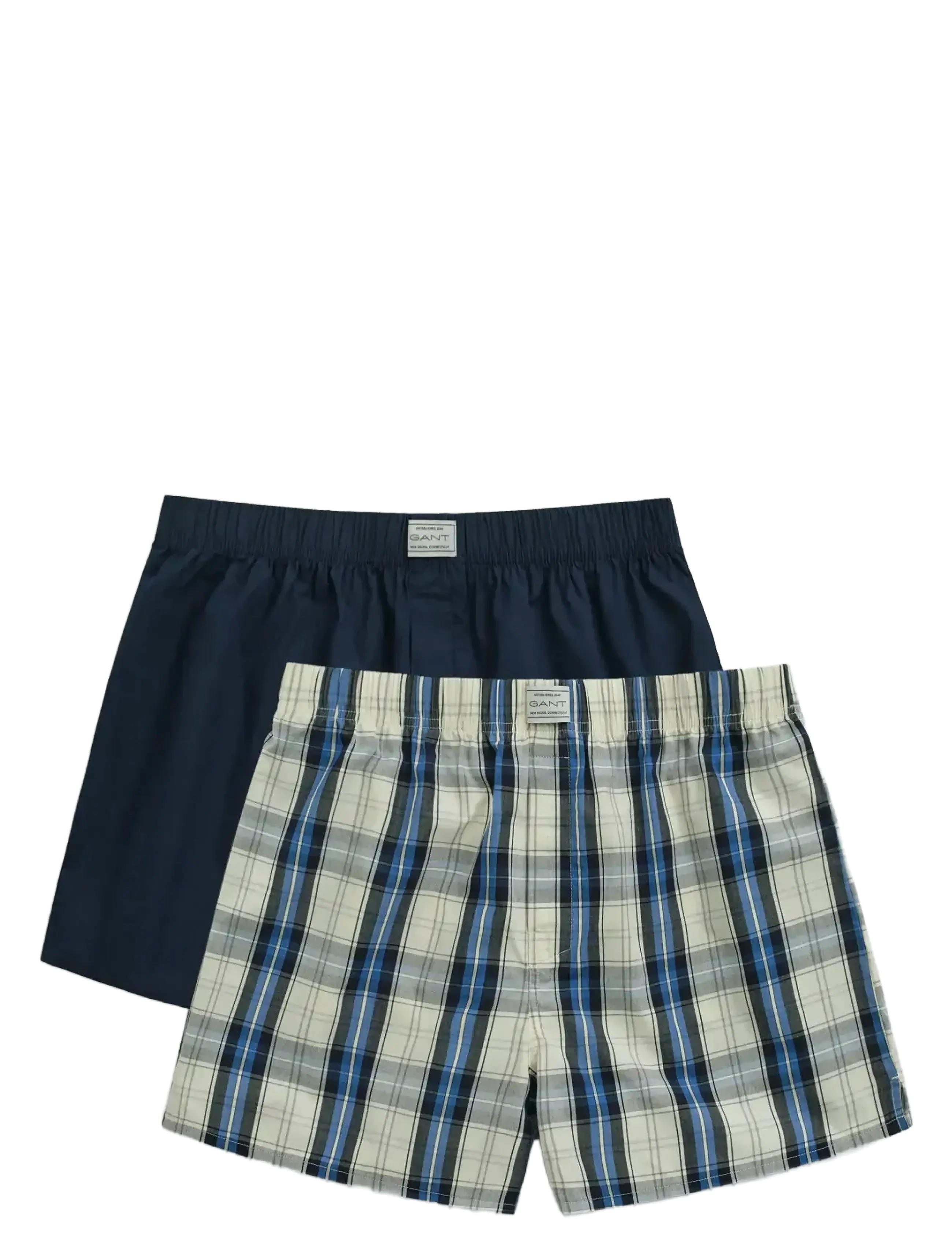 CHECK AND SOLID BOXER SHORTS 2-P - MARINE
