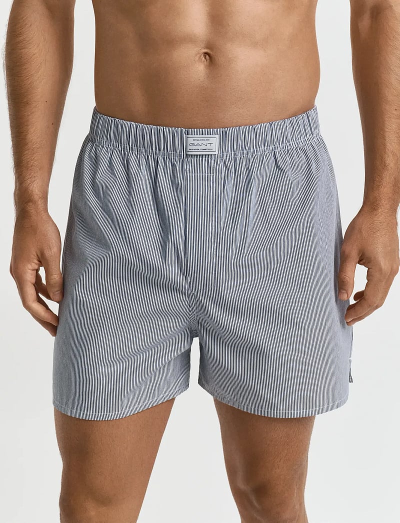 GANT - STRIPE AND SOLID BOXER SHORTS 2-P - multipack kalsonger - persian blue - 2