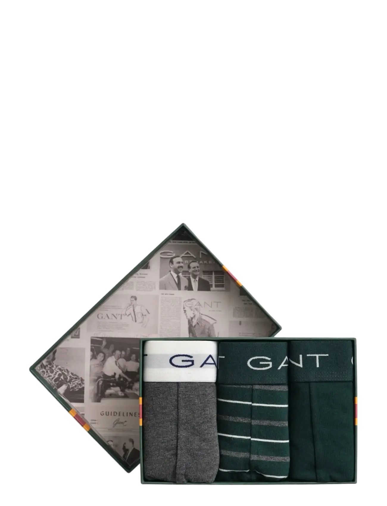 Gant STRIPED TRUNK 3-PACK GIFT BOX - Alushousut - TARTAN GREEN / grey