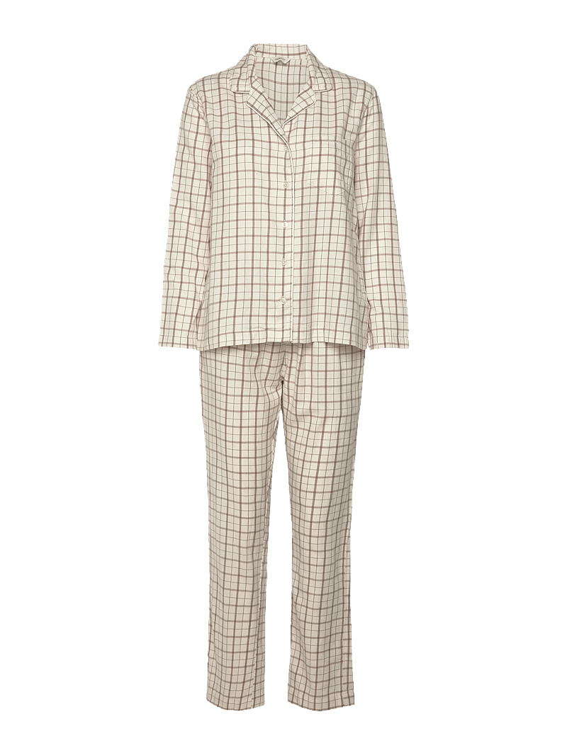 Gant - FLANNEL PAJAMA SET GIFT BOX - pidžaamad - cream - 0