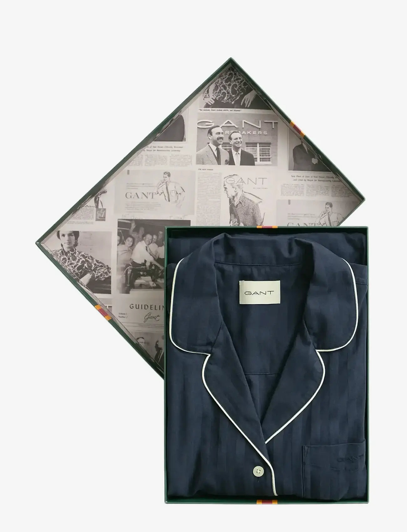 GANT - SATIN STRIPE PAJAMA SET GIFT BOX - pyjamas - evening blue - 1