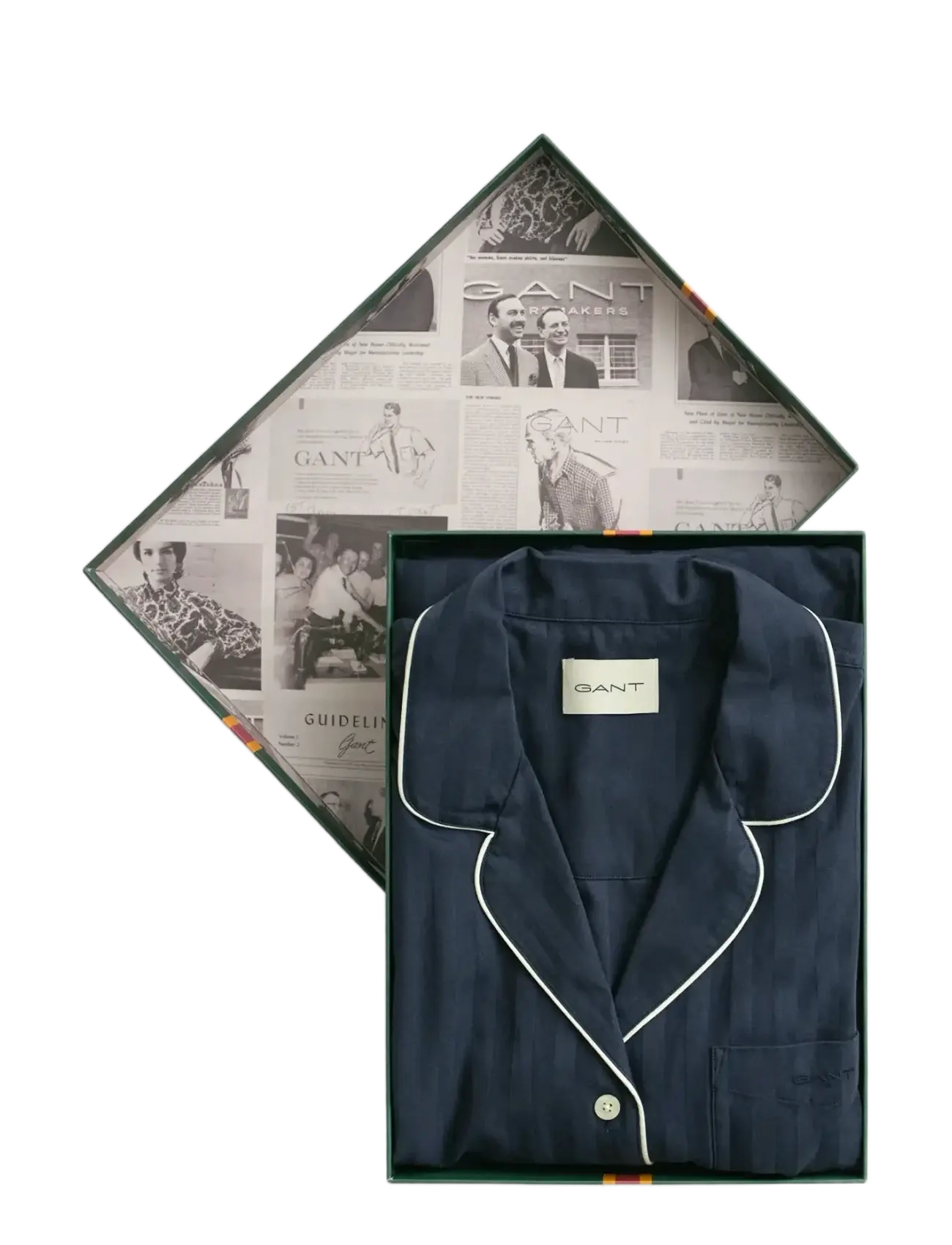 SATIN STRIPE PAJAMA SET GIFT BOX - EVENING BLUE