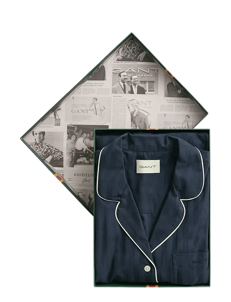 GANT - SATIN STRIPE PAJAMA SET GIFT BOX - pyjamas - evening blue - 1