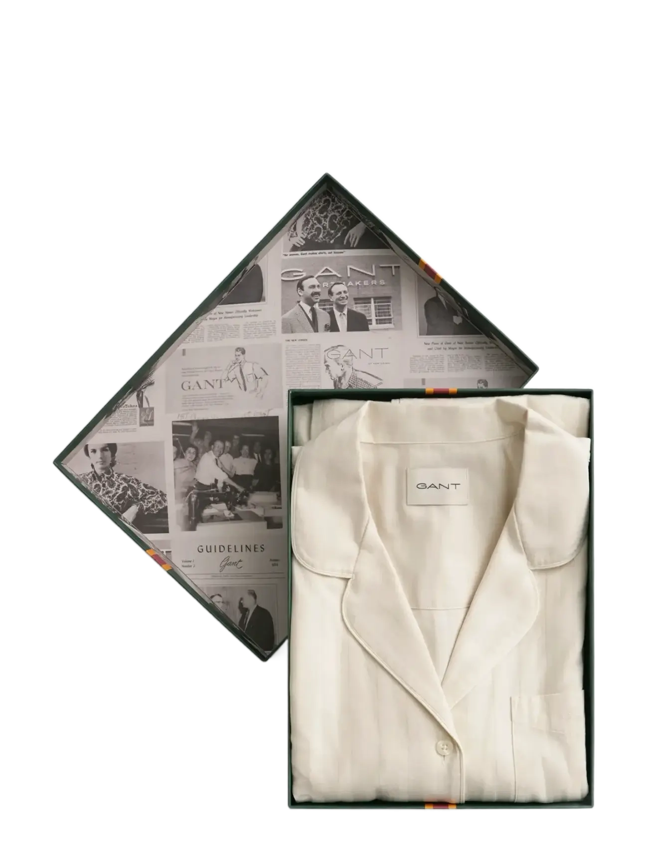 SATIN STRIPE PAJAMA SET GIFT BOX - LINEN