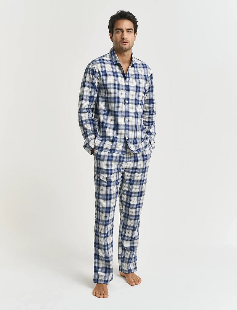GANT - CHECKED PJ SET SHIRT AND PANTS - nattøj sæt - blue water - 1