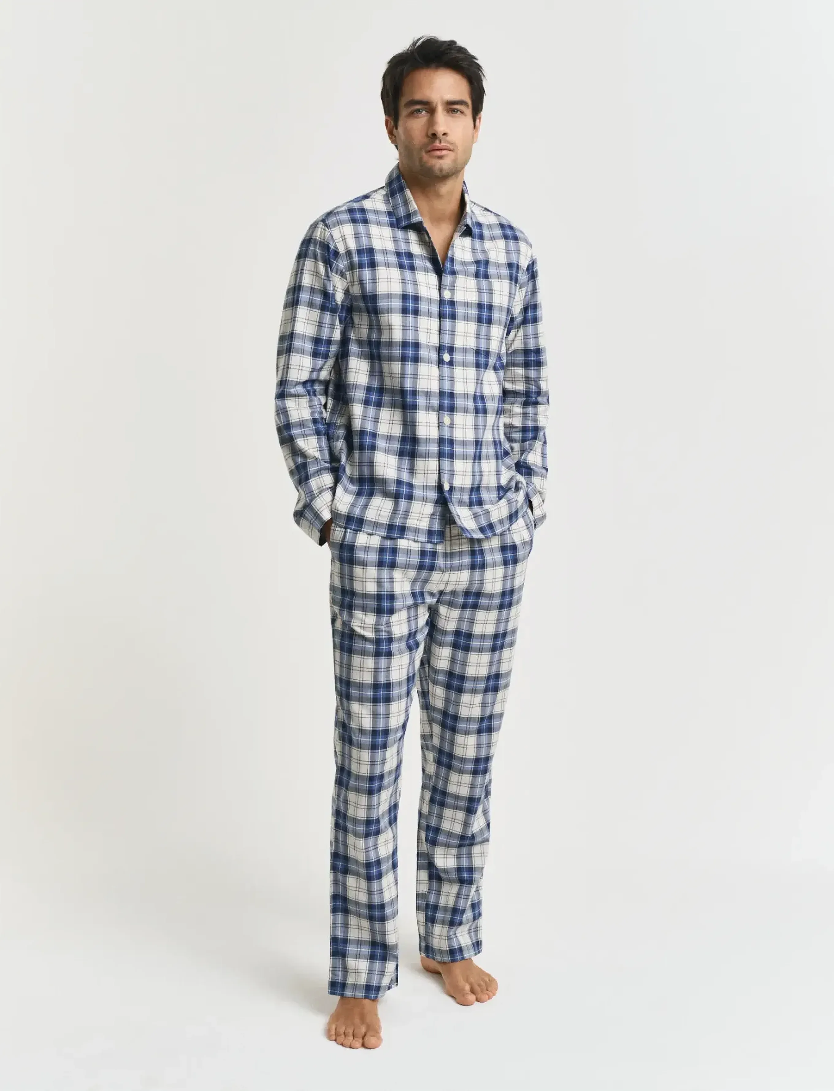 GANT - CHECKED PJ SET SHIRT AND PANTS - blue water - 1