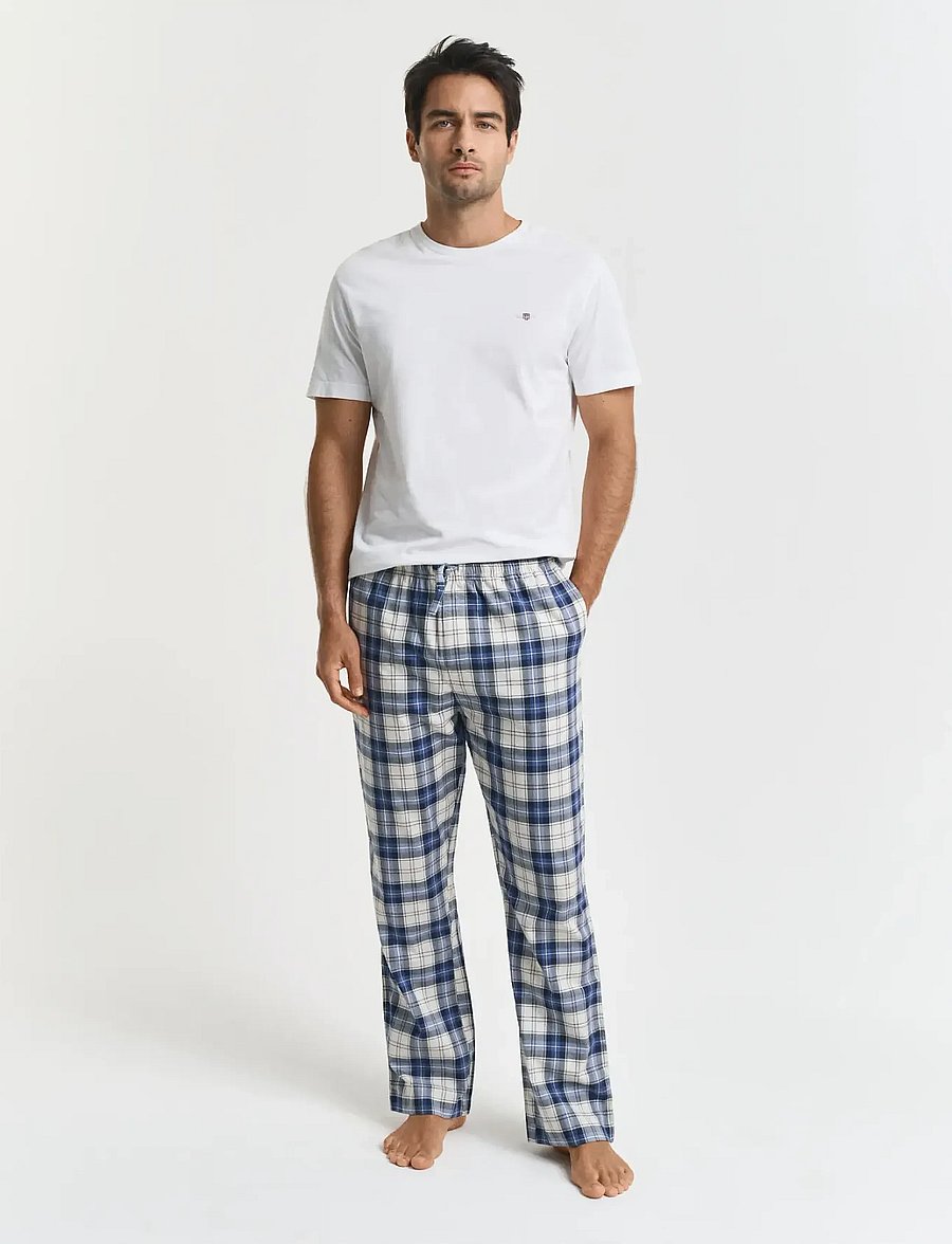 Gant - CHECKED PAJAMA PANTS - pyjamahose - blue water - 1
